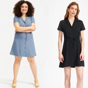 The Japanese GoWeave Notch Shirtdress Dusty Blue